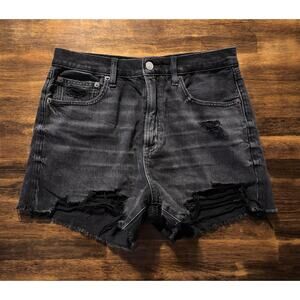 American Eagle Women’s 6 90's Boyfriend Short Highest Rise Cut Offs Black Denim